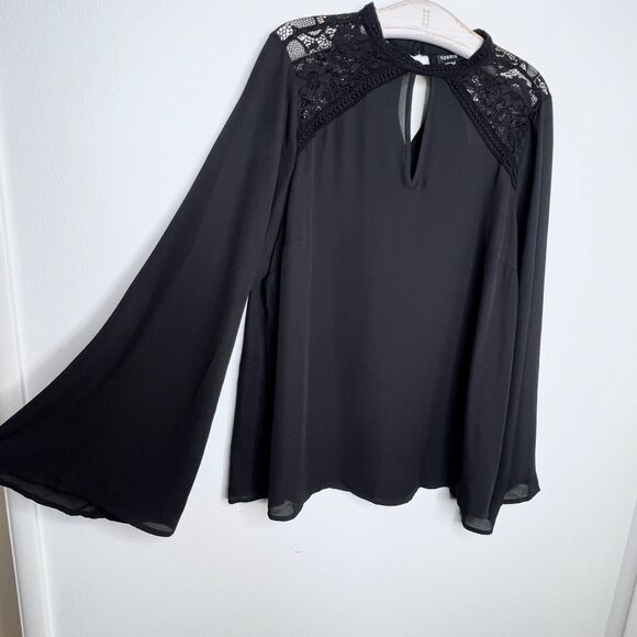 Torrid Womens Long Sleeve Blouse Plus Size 1X Lace Chiffon Flared Long Sleeve 1 - Picture 3 of 8